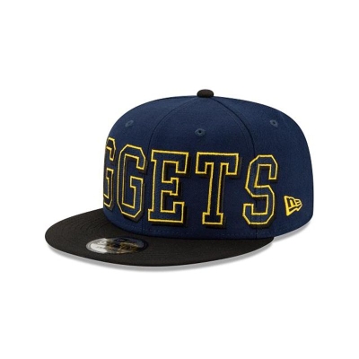 Blue Denver Nuggets Hat - New Era NBA Block Font 9FIFTY Snapback Caps USA9438170